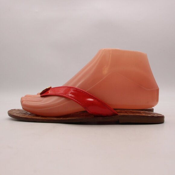 Tory Burch Thora Women's Size 7 M Red Patent Leather Flip Flop Flat Sandals - Picture 4 of 11